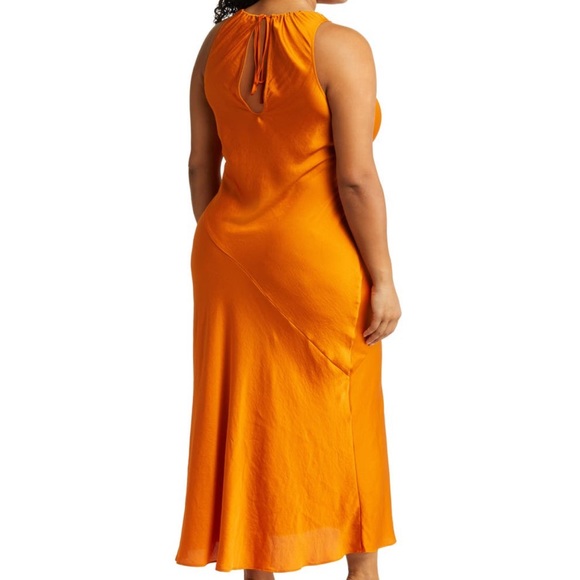 Open Edit Halter Satin Midi Dress - Picture 3 of 4
